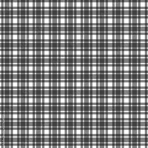 Black tablecloth background seamless pattern. Vector illustration of traditional gingham dining cloth with fabric texture. Checkered picnic cooking tablecloth.