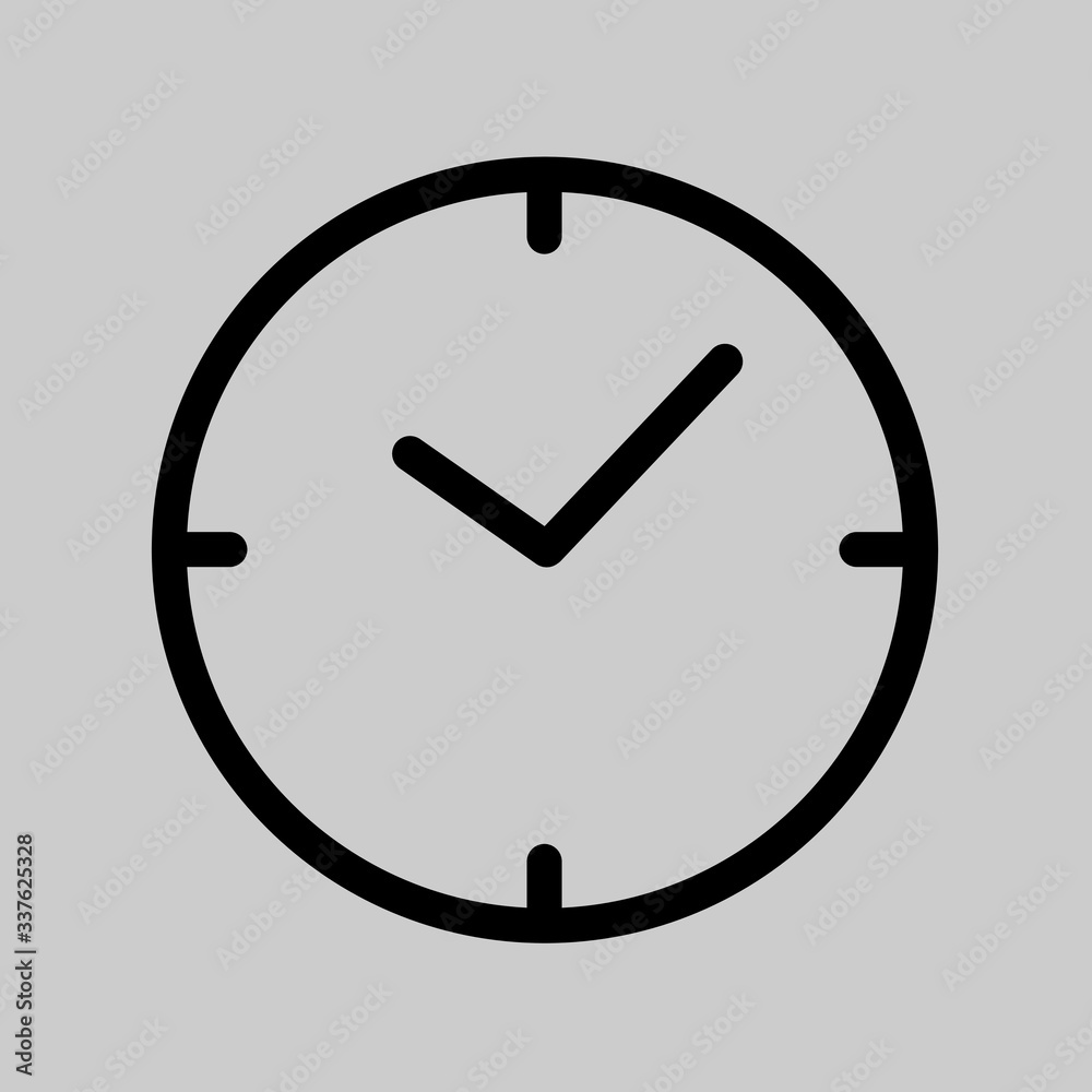 Clock icon vector. Flat design element watch isolated on white background. Clock icon vector. Flat design element watch isolated on white background.