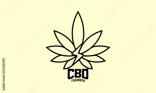 CBD Leaf Line Logo Design, Cannabis Marijuana Line Art logo Design.