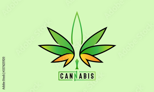 Hemp Leaf Logo Design. Cannabis Marijuana CBD Logo Template.