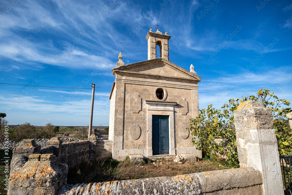 typical rural church in the Murgia of Matera and Altamura. Apulia and Basilicata, Italy