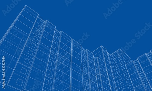 Vector wire-frame model of a multi-storey building