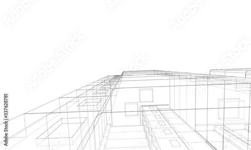 Vector wire-frame model of a multi-storey building
