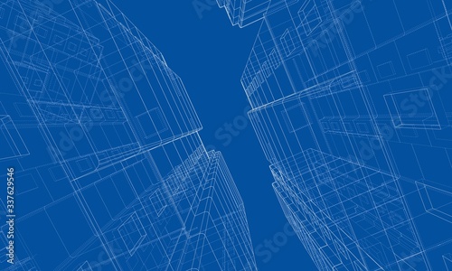 Vector wire-frame model of a multi-storey building