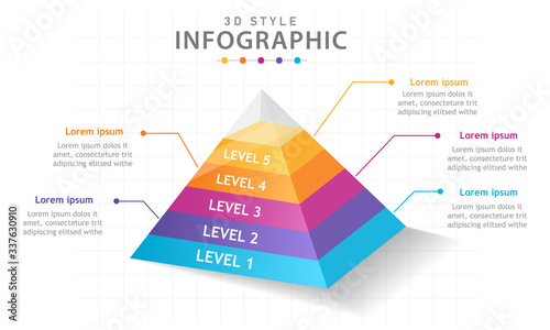 Infographic template for business. 5 steps Modern Mindmap pyramid level diagram, presentation vector infographic.