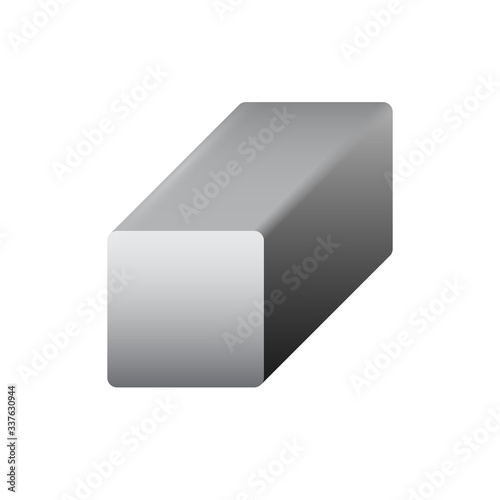 Metal or steel rod bar vector icon. Square profile section shape. That alloy of iron from steel production industry and metallurgy. For sawing, turning, milling, drilling and grinding to product.