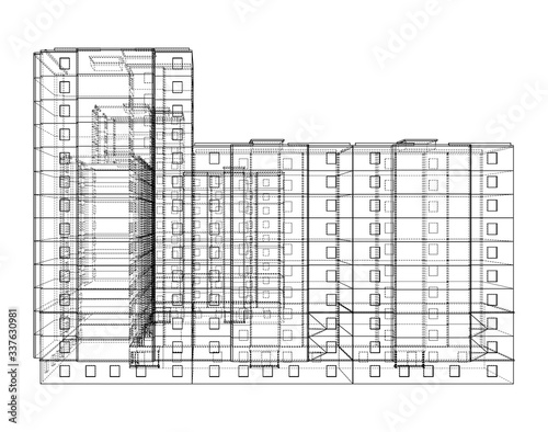 Vector wire-frame model of a multi-storey building