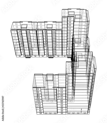 Vector wire-frame model of a multi-storey building