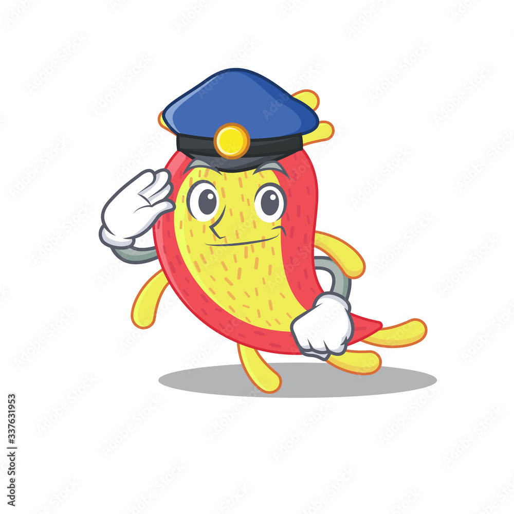 Police officer mascot design of azorhizobium caulinodans wearing a hat