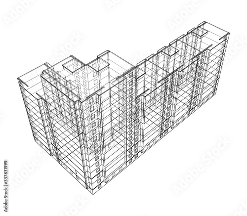 Vector wire-frame model of a multi-storey building