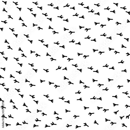 Bird footprints pattern on a white background. Vector Illustration