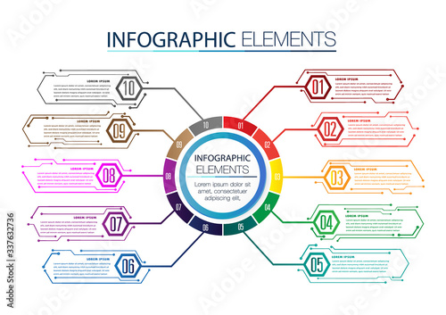 modern circuit text box template for website computer graphic technology, banner Infographics, time line