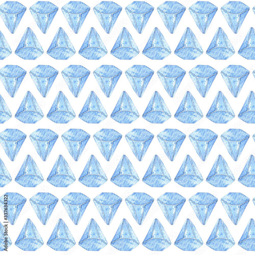 Seamless watercolor pattern blue crystals Seamless watercolor pattern blue crystals