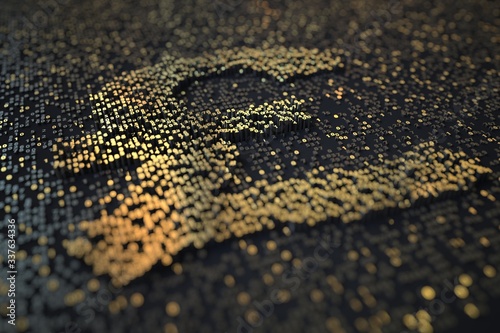 Fotografie Golden numbers bars compose GBP pound sterling symbol on black background