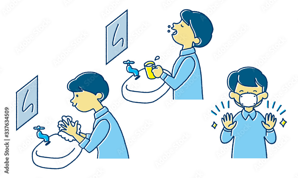 手洗い うがい 感染予防のイラスト シンプルカラー Ilustracion De Stock Adobe Stock