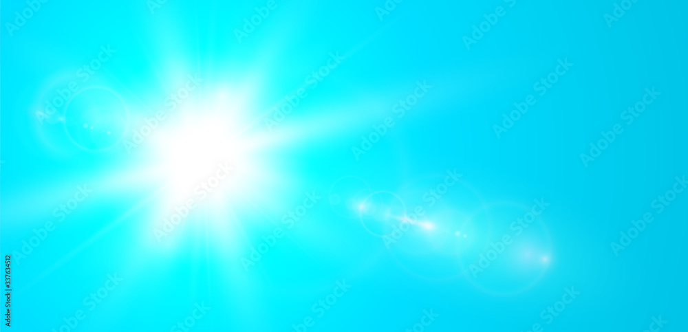 Sun with lens flare, vector nature background. Sun with lens flare, vector nature background.