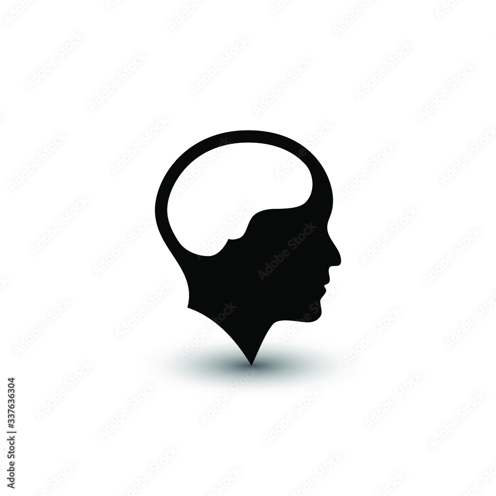 Brain and human head icon isolated on white background. Vector illustration. EPS 10. Brain and human head icon isolated on white background. Vector illustration. EPS 10.