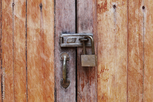 Wooden door with key lock