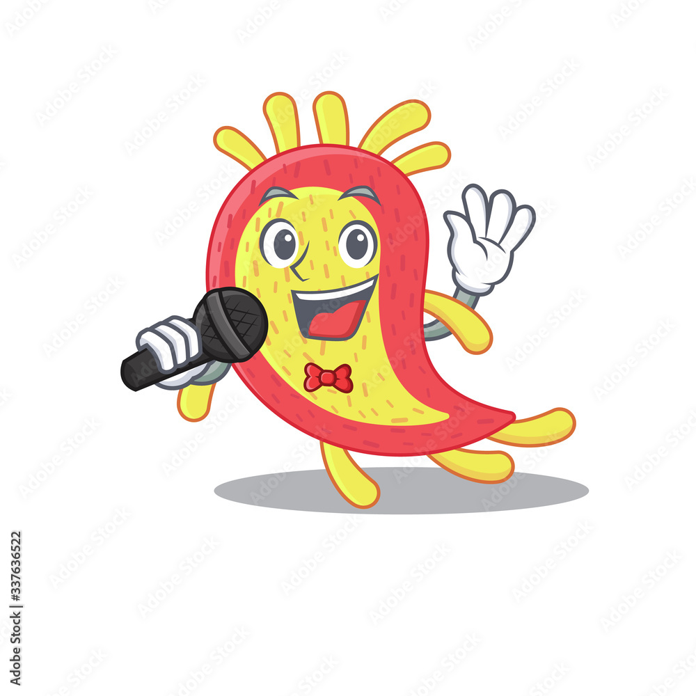 Talented singer of azorhizobium caulinodans cartoon character holding a microphone Talented singer of azorhizobium caulinodans cartoon character holding a microphone