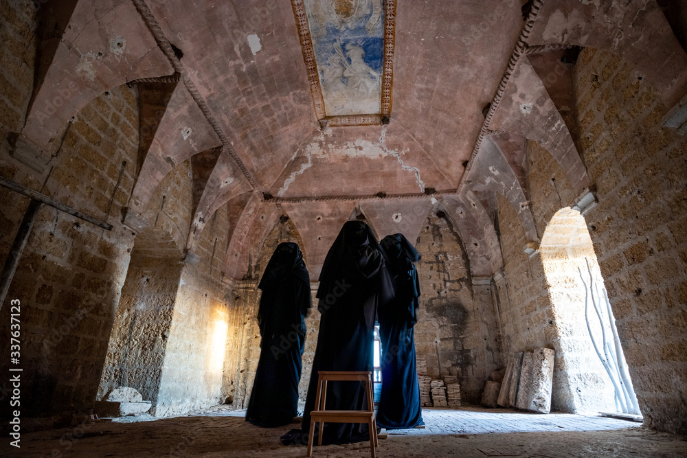 Ghosts installation in an old farm in Puglia (Puglia), Italy