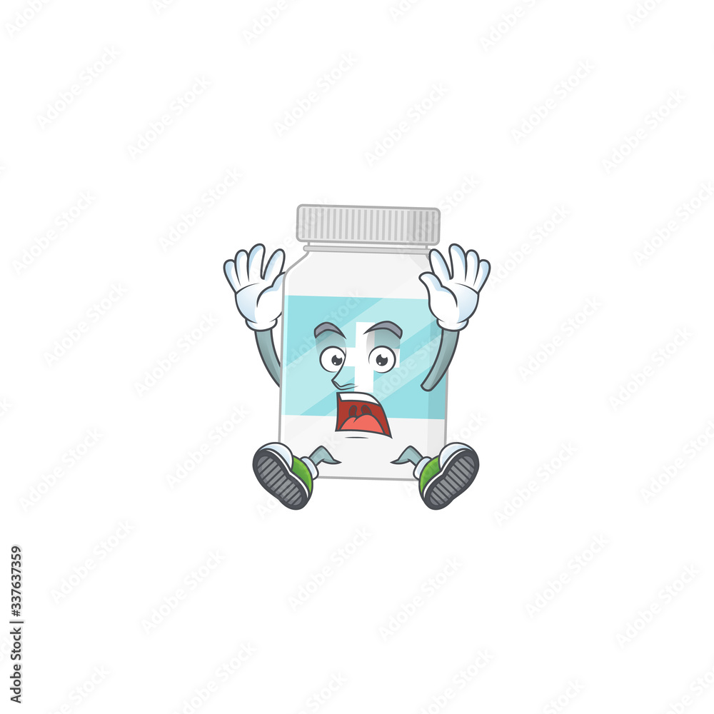 Supplement bottle cartoon character design showing shocking gesture Supplement bottle cartoon character design showing shocking gesture