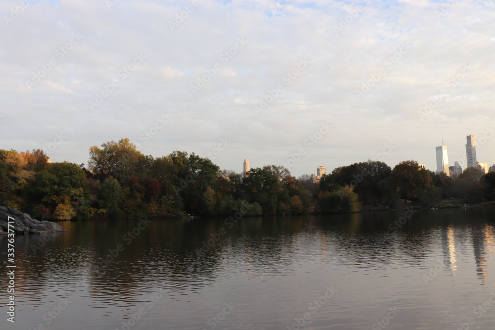 New York in her beautiful autumn suit Central Park