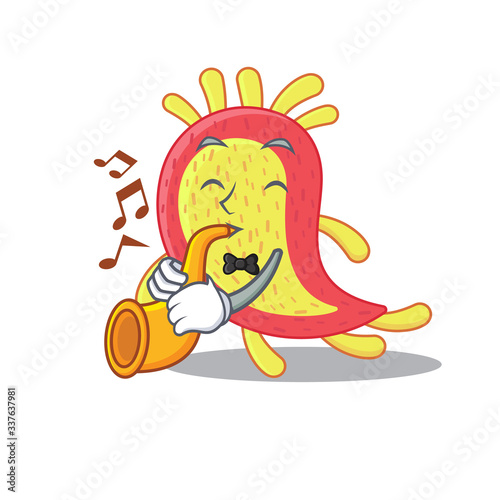 Talented musician of azorhizobium caulinodans cartoon design playing a trumpet photo