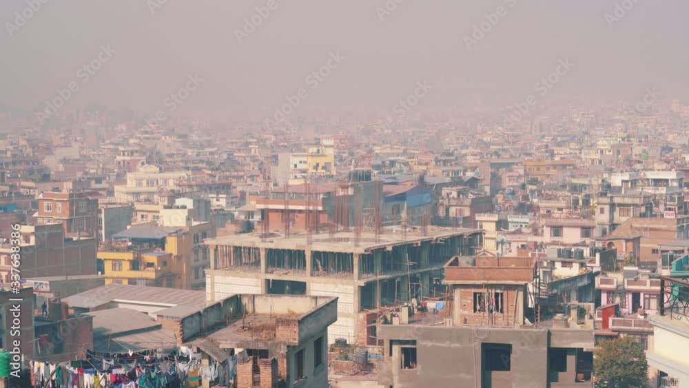 An Old Town with A Few Compounds Living at Kathmandu, Nepal- Wide Shot An Old Town with A Few Compounds Living at Kathmandu, Nepal- Wide Shot
