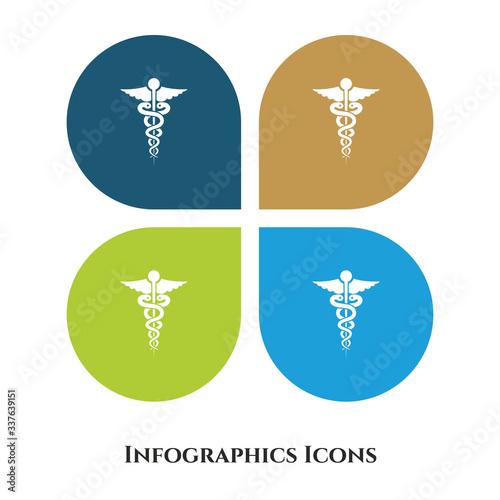Caduceus Vector Illustration icon for all purpose. Isolated on 4 different backgrounds.