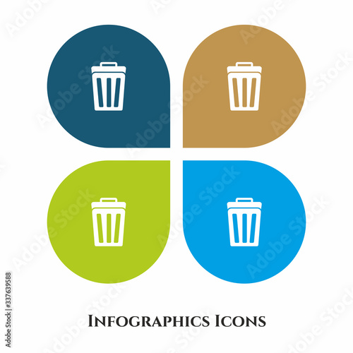 Delete or Trashcan Vector Illustration icon for all purpose. Isolated on 4 different backgrounds.