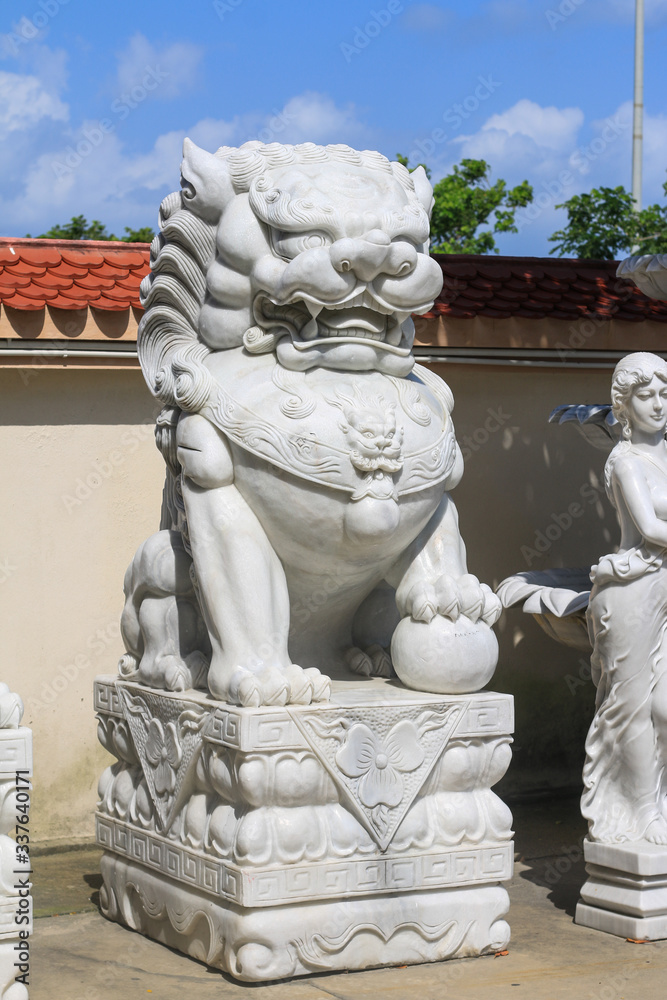 Fototapeta premium Marble carving sculpture, the symbol of Power, by Chinese.