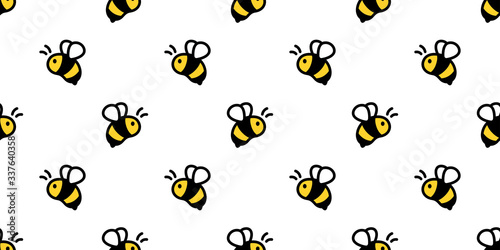 honey bee seamless pattern vector honeycomb scarf isolated cartoon repeat background tile wallpaper illustration doodle textile design