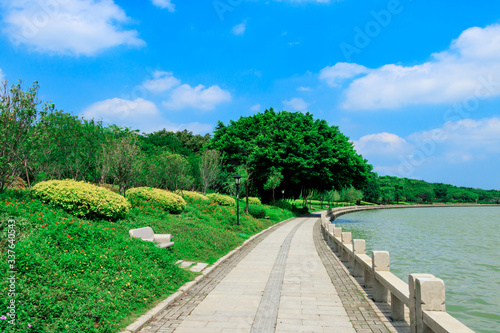 Lakeside Park Landscape. West Lake, Quanzhou, China. photo