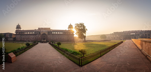 Agra Fort, a historical fort in the city of Agra, India, inner court panorama photo