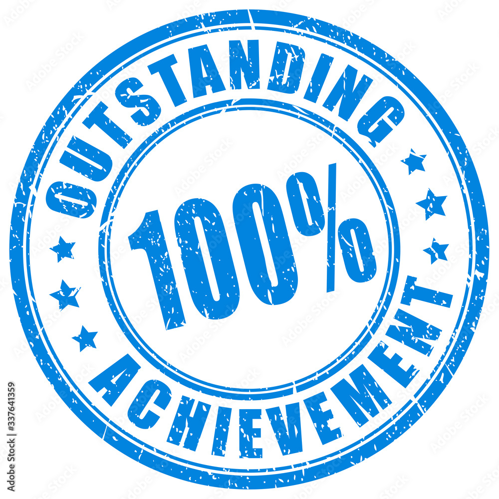 Blue ink stamp outstanding achievement Blue ink stamp outstanding achievement