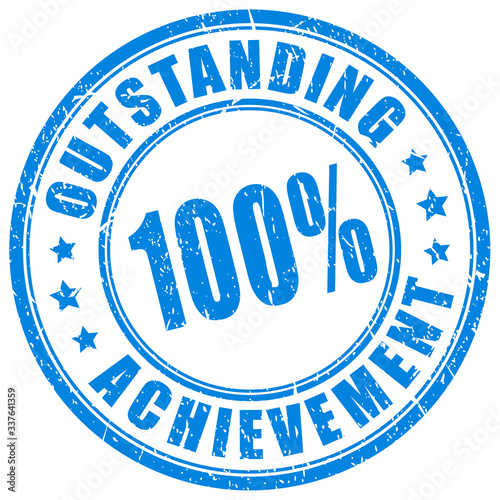 Blue ink stamp outstanding achievement