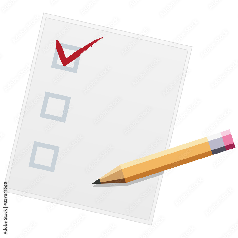 Checklist with pencil flat design illustration. One of three. Vector Checklist with pencil flat design illustration. One of three. Vector