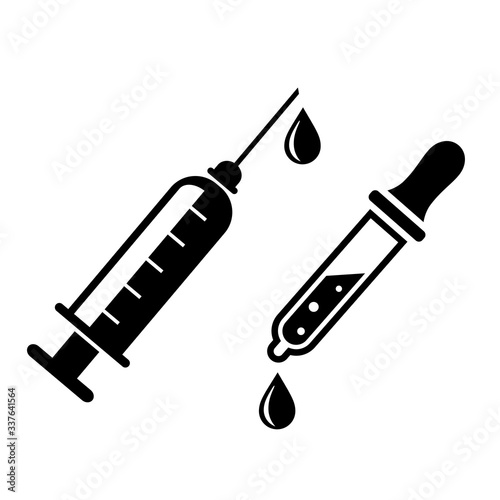 Syringe and dropper medical icon