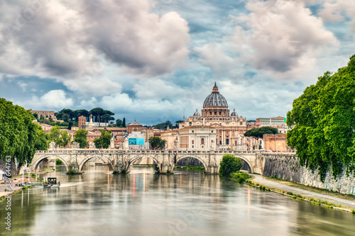 St. Peter's Cathedral in Rome with Cloudy Sky