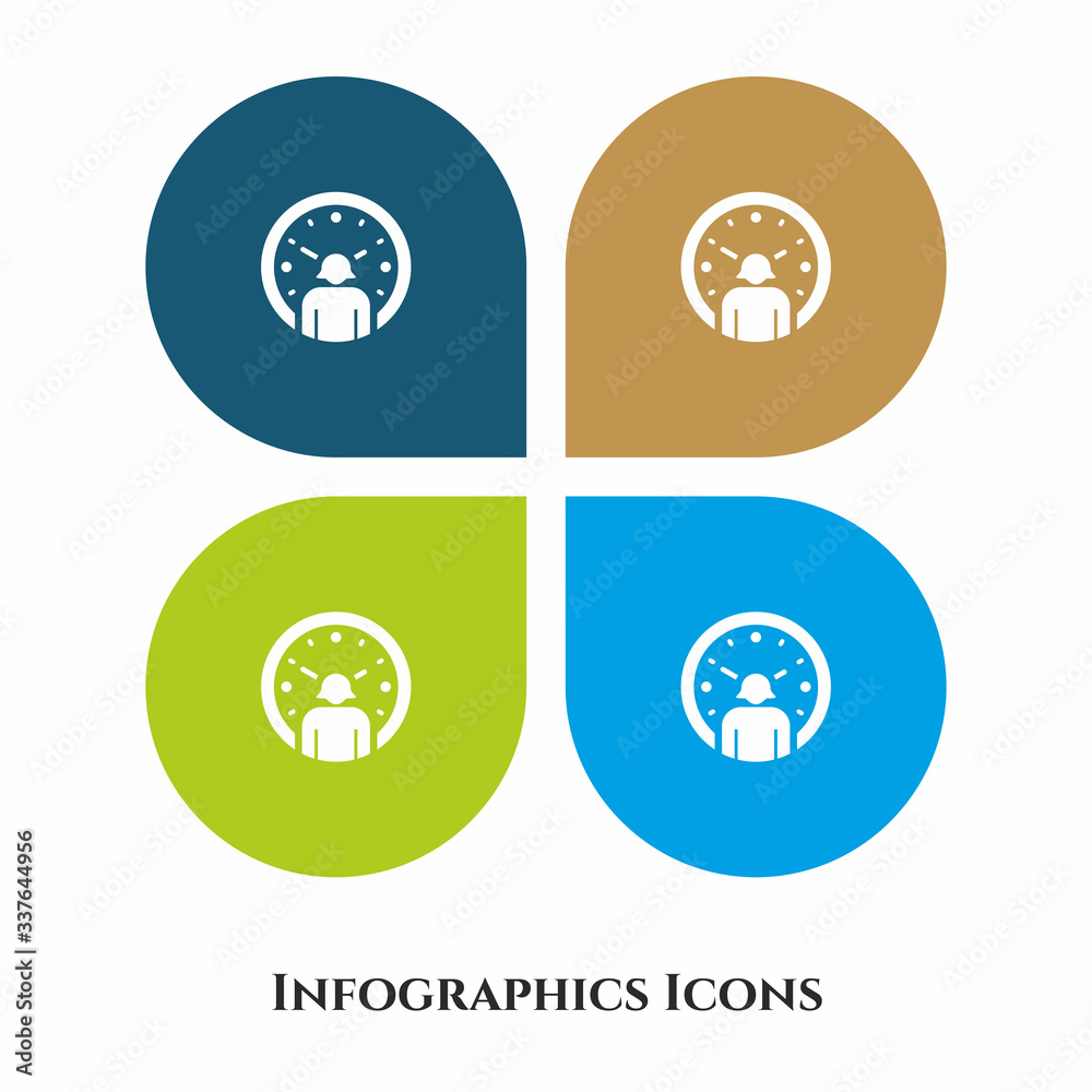 User Time Vector Illustration icon for all purpose. Isolated on 4 different backgrounds.