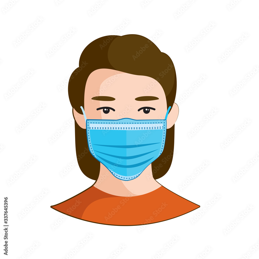a girl in a protective mask. instruction for use a girl in a protective mask. instruction for use