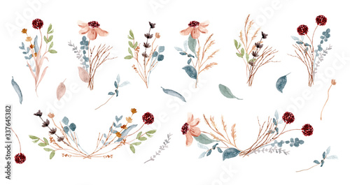 soft rustic floral arrangement watercolor collection