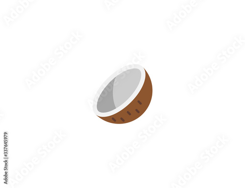 Coconut vector flat icon. Isolated tropical fruit coconut emoji illustration 