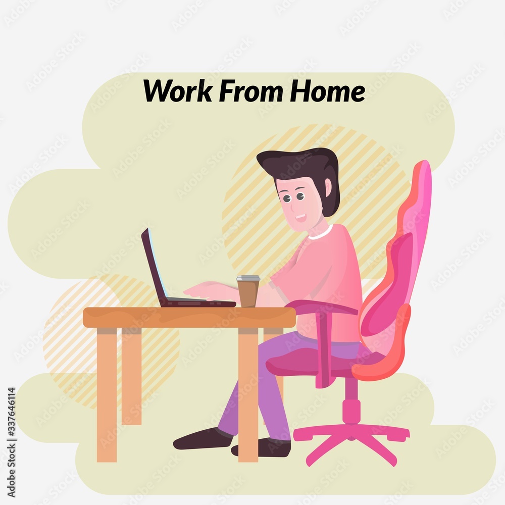 man sit on gaming chair Working at home or work from home using laptop computer.