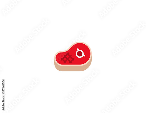 Cut of steak meat vector flat icon. Isolated steak meat illustration 