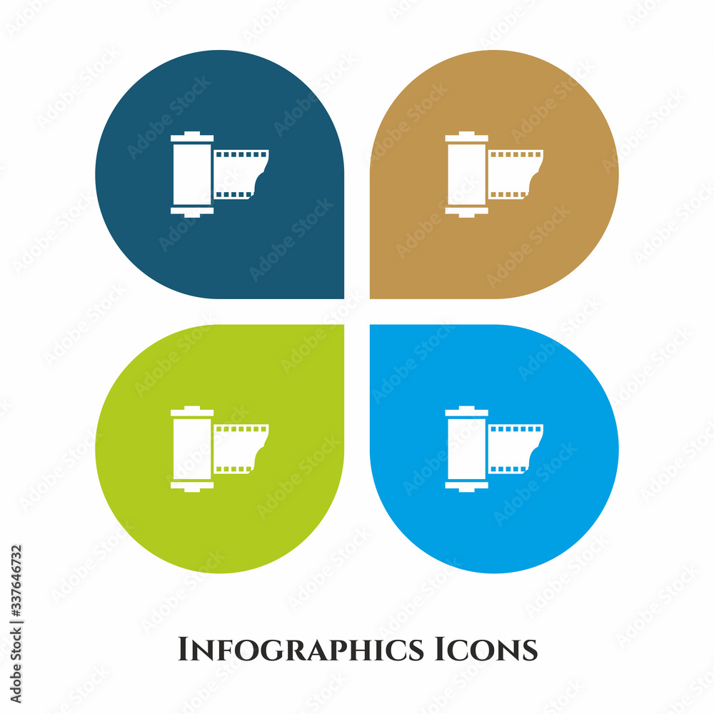 Camera Roll Vector Illustration icon for all purpose. Isolated on 4 different backgrounds.
