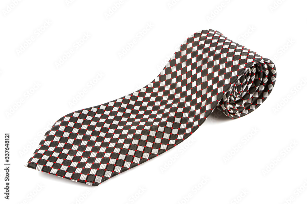 beautiful colorful striped necktie on a white background beautiful colorful striped necktie on a white background
