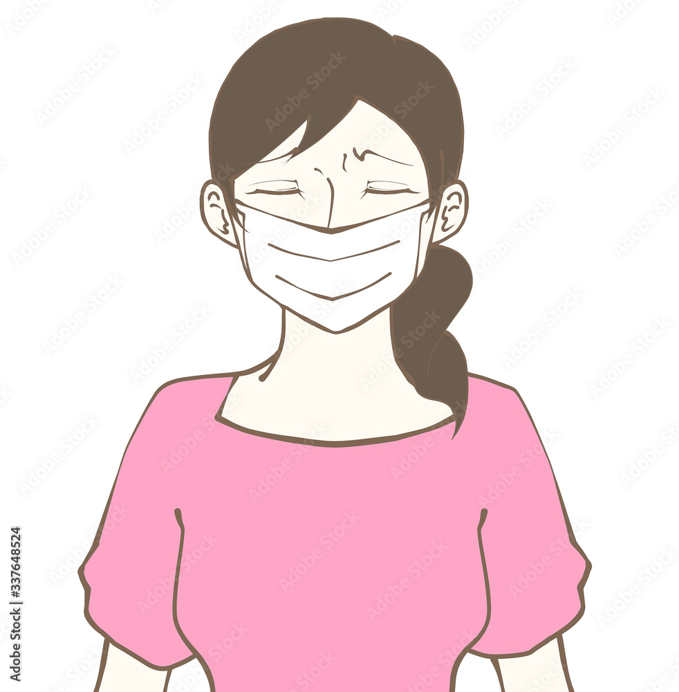 イラスト素材 マスクをする女性 エチケット マナー イラスト素材 マスクをする女性 エチケット マナー