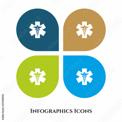 Caduceus Vector Illustration icon for all purpose. Isolated on 4 different backgrounds