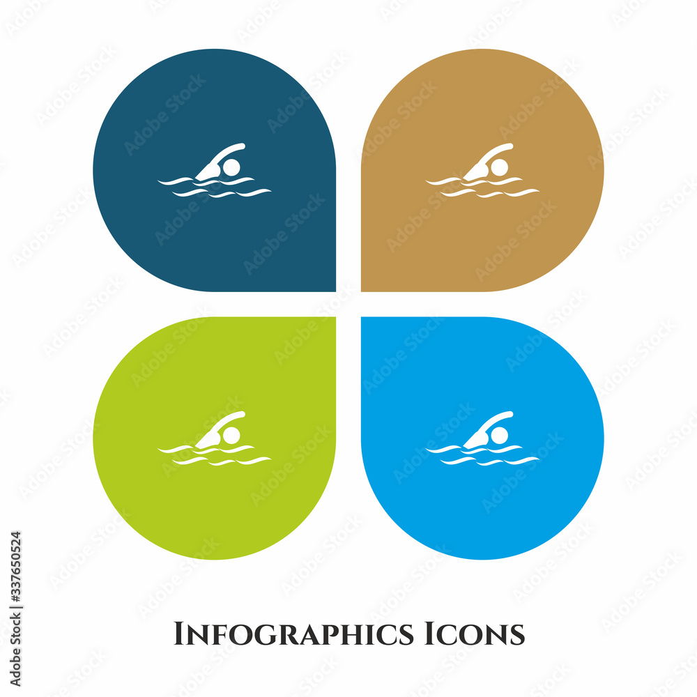 Swimmer Vector Illustration icon for all purpose. Isolated on 4 different backgrounds